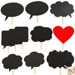 Large Blank Photo Booth Props Signs, 11pcs Large Writable Chalkboard Photo Booth Props with Chalk and Sticks, Blank Signs Props by Tvorvik, Perfect for Wedding Party, Birthday Party, Party Events
