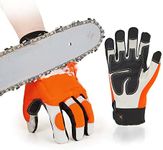 Vgo... Chainsaw 12-Layer Saw Protection on Both Hands Cow Leather Gloves (1 Pair,Size M, Orange, CA9760)