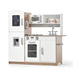 Kidoz Signature Kids Wooden Kitchen, Large Pretend Role Play Kitchen With Realistic Oven, Microwave and Sink With Taps, Kitchen Playset With Sounds And Lights For Kids (White Kitchen Only)