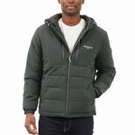 LONDON FOG Men's Stretch Hooded Puffer Parka, Green, XXL