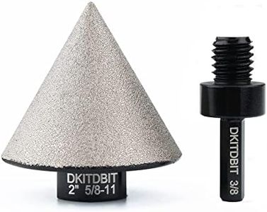Diamond Beveling Chamfer Bit, Countersink Drill Bit for 0-2" (50mm) Hole Enlarging Trimming in Porcelain, Ceramic Tiles W/ 5/8"-11 Thread for Angle Grinders & 3/8” Hex Shank Adapter for Drills