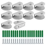 WYAN 10 Pcs Adjustable Semicircular Glass Shelf Brackets,Wall Mounted Glass Clamp Shelf Supports,304 Stainless Steel,Adaptive 8-12MM Thickness Glass(with Screws)