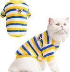 KUTKUT Soft Warm Fleece Small Dog & Cat Shirt, Cute Stripe Pattern Stretchable Winter Cosy Vest Tshirt For Chiuhuahua, Yorkshire, Toypom Etc (Size:S, Chest:35Cm, Length:25Cm) - Multicolor