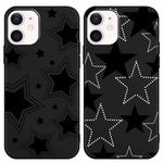 Foonary 2 Pack Black Print Phone Case Compatible with iPhone 12/iPhone 12 Pro 6.1", Slim Soft Silicone with Fashion Star Design Aesthetics Pattern Cases, Shockproof Bumper Protector Cover