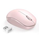 Wireless Mouse, 2.4G Noiseless Mouse with USB Receiver - seenda Portable Computer Mice for PC, Tablet, Laptop, Notebook with Windows System - Pink