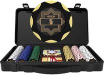 HEITOK Supreme Clay Poker Chip Set 300-Piece Authentic Casino Feel, Precise Numbered Denominations, Professional Weighted Iron Core Chips, Waterproof with Exclusive Carrying Case