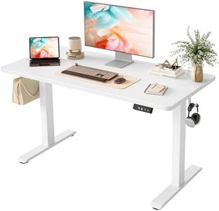 BEXEVUE 100x60 cm Bureau Assis Debout Électrique - Bureau réglable en Hauteur avec Faisceau de câbles, Panneau de contrôle à 3 Fonctions mémoires, Blanc.