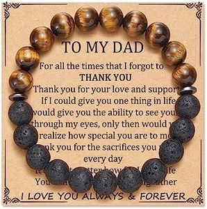 Dad/Uncle Gifts Natural Lava Stone Bracelets Anniversary Jewelry Gifts for Him Birthday Father's Day Thanksgiving Day, Stone