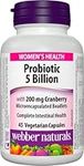 Webber Naturals Probiotic with Cranberry, 5 Billion Active Cells, 5 Probiotic Strains, 45 Capsules, Helps Prevent Recurring UTIs in Women, Vegetarian