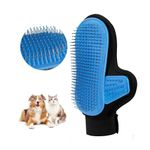 CHODEYE 2024 Unique Design Pet Grooming Glove with Round Tipped Head Pin Brush, Dog Brush, Cat Brush, Massage Mitt Deshedding Glove for Long and Medium Fur Hair Grooming of Dogs&Cats,Right-Hand,Blue