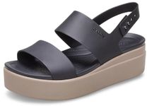 Crocs Women's Brooklyn Low Wedges, Black/Mushroom, 7 Women