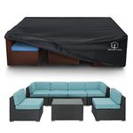 STARTWO Patio Furniture Covers Waterproof, Rectangular Outdoor Sectional Sofa Set Covers, Heavy Duty 600D Oxford Outdoor Table and Chair Set Covers ,Durable Windproof&Anti-UV 98"L × 78"W ×32"H Black