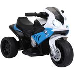 HOMCOM Electric Motorbike for Kids, 6V BMW S1000RR Licensed 3 Wheel Motorcycle with Headlight, Music, Battery Powerd Kids Ride on Car for 1.5-3 Years Old, Blue