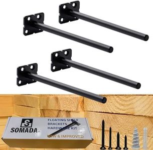 SOMADA 8 Inch Floating Shelf Brackets, 4 Pack Invisible Heavy Duty Shelf Supports, Solid Steel Hardware Kit for Mounting Concealed Wooden Shelves or Mantle, Hidden Brackets for Blind Shelf.