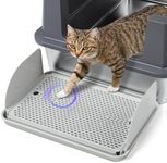 Bartuke Cat Litter Box Step with Removable Splash-Proof Baffles, Large Pet Ramp for Litter Box with Filter Function Double Layer Cat Pedal Footrest Splash-Proof Easy to Clean (Light Grey)