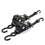 Putentfun 2 Pack Auto Retractable Ratchet Straps Each 2.5cm X 3m Strap Boasts a 1500lbs/680kg Break Strength,Featuring Weather Resistant Safety S-Hooks, Heavy Duty Tie Down Perfect for Any Hauling Job