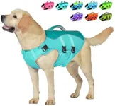 Petglad Dog Life Jacket, Reflective Dog Harness Life Vest with Rescue Handle for Swimming Boating, Adjustable High Buoyancy Flotation Swim Vest for Small Meium Large Dogs - Pine Green, XL