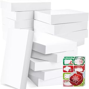 party funny 18 White large Gift Wrap Boxes bulk with Lids and 80 Count Foil Christmas Tag Stickers for wrapping Clothes (Robes,Sweaters, Coats, Shirts) and Xmas Holiday Present
