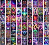 Psychedelic Posters - Trippy Room Decor Wall Stickers - Psychedelic Room Decor Poster - 54 Pcs Pack Set 4x6 Inch 300 Gsm - Trippy Posters For Room - Aesthetic Room Decor