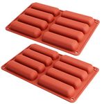 Webake Twinkie Cake Pan Silicone Eclair Mold, 2-Pack Finger Shaped Molds Cylinder Silicone Trays for Baking, Soap, Resin, Chocolate Bar