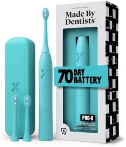 Made by Dentists PRO‑X Sonic Electric Toothbrush for Adults – 70‑Day Battery on One Charge, Dentist‑Designed Whitening Rechargeable Toothbrush, 3 Brush Heads & Travel Case, 3 Modes, Blue