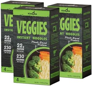 Kimdee High Protein Instant Raman Noodles, Plant-Based Protein, Vegan, Non-Fried, Non-GMO, 8.4 oz, 4 Servings per box | High Protein Noodles, Low Fat, Vegan, Not Fried, Non-GMO (Pack of 3 - Veggies)