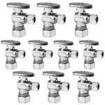 GUOFIS 10 Pack Angle Stop Valve,1/4 Turn Water Shut Off Valves,1/2" Nominal (5/8" OD) Compression Inlet x 3/8" OD Compression Outlet Shut-off Valve for Bathroom Toilet Kitchen Shower Plumbing