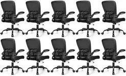 FelixKing Office Chair, Ergonomic Desk Chair with Adjustable Height and Lumbar Support Swivel Lumbar Support Desk Computer Chair with Flip up Armrests for Conference Room (Black),Pack of 10