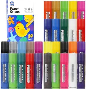 abby paint 30 Colors Solid Tempera Paint Sticks, Washable Paint Sticks for Kids, Quick Drying,Non-toxic,Idel for Kids and Students