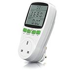 Bearware - Power Monitor Meter Energy Saving Device with LCD Display, Electricity Usage Saving Monitor, Watt Meter, Power Consumption Monitor Analyzer Voltage Amps Wattage KWH UK Plug Outlet Socket