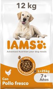 IAMS Alimento seco para perros de razas grandes con pollo fresco, comida seca para perros de edad de más de 7 años, 12 kg