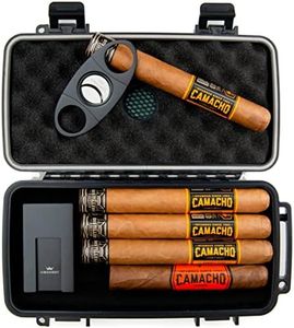 Kobi & Knight Travel Cigar Humidor Case with Cigar Cutter and Stand - Waterproof Dustproof Portable Cigar Case for 5 x 8-Inch Cigars - Cigar Aficionados Accessories - Cigars Gift Set for Men