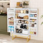 HOLTICO Kitchen Cupboard, Pantry Cupboard with Adjustable Shelves Storage Cabinets Farmhouse Pantries Organization Cabinet for Dining Room, Living Room, White