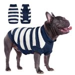 ALAGIRLS Small Dog Sweater Puppy Clothes, Cold Weather Cat Sweater Dog Cable Knitwear, Classic Turtleneck Warm Chenille Clothes for Chihuahua, Bulldog, Dachshund, Pug, Yorkie, Navy S