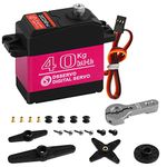 40KG High Torque RC Servo Digital Servo Full Metal Gear Waterproof with 25T Servo Horn Compatible with 1/8, 1/10, 1/12 RC Car Crawler Robot Control Angle 180°