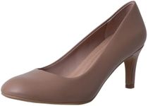 Comfort Plus by Predictions Women's Karma Mid-Heel Round Toe Pump, Nude, 7.5 US