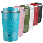 eeQiu Travel Mugs for hot Drinks with Leakproof Lid - 13oz Reusable Coffee Mug Stainless Steel Car Mug for Hot and Cold Coffee Milk and Tea (Blue)