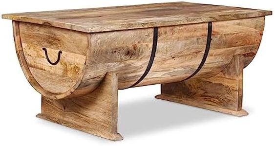 'vidaXL Solid Mango Wood Handmade Coffee Table with Interior Compartment, Vintage Charm for Living Room and Bedroom.