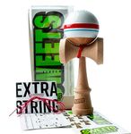 Sweets Kendamas Sport Stripe Prime Kendama - Sticky Paint, Stripe Design, Extra String Accessory Bundle (Racer)