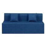 Urban Decor Sofa Cum Bed | 3 X 6 Feet, Three - Seater | Folding Sofa Cum Bed with Cushion for Home & Living Room | Jute Fabric - Blue Color