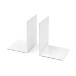 OSCO White High Gloss Medium Bookends | 1 Pair | Two Bookends | Clear Rubber Pads Non Slip | H17.2 x W12 x D12 cm