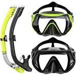 BuyCard 2 Packs Snorkeling Gear for Adults, Dry-Top Snorkel Mask, Scuba Diving Mask, 180°Panoramic Wide View Professional Snorkel Set Adult Breathing Freely(Black & Yellow)