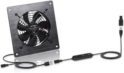 xiaoqijia USB 120MM Cabinet Fan 5V Quiet Cooling Fan DC 12V IPX5 Waterproof Fan System 6" with 10 Speed Control, for Home Theater AV Cabinet,Server Cabinet,Dog kennels,Greenhouse Cooling