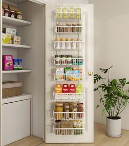 Mefirt White 12 Inch Wide Narrow Over The Door Pantry Organizer, Pantry Organization and Storage, 8-Tier Metal Hanging Deep Basket Wall Spice Rack Seasoning Shelves, Home & Kitchen Essentials