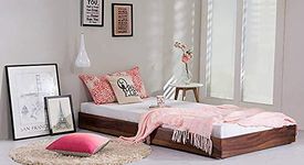 Ferrovilla Queen Size NS 1 Sheesham Wood Low Floor Bed for Bedroom | Sheesham Wood Bed | Solid Wood Bed | Bed for Home | Bed Without Storage| Queen Size Bed | Bedroom Furniture 2 Years Warranty