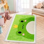 Kids Rug, Frog Bath Mat Non Slip Washable Area Rug 3x5 Cute Rug for Bedroom Baby Carpet Play Mat Soft Floor Shower Rug Nursery Rugs for Living Room Playroom Bathroom Classroom Kitchen Kids Room Decor