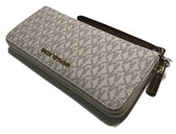 MICHAEL Michael Kors Jet Set Travel Continental Wallet Wristlet (Signature MK Vanilla), Signature Mk Vanilla, Large, Classic