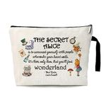 Alice in Wonderland Cosmetic Bag, The Best Friendship Gift for Friends, Vintage Alice in Wonderland Theme Cosmetic Travel Bag，Motivational Quote - The Secret Alice，Gifts for Women Sister Friend