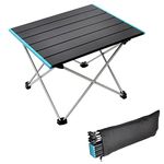 CA Mode Folding Camping Table, Compact Foldable Side Table in a Bag, Portable Beach Picnic Table Lightweight Aluminum Table Top (High:11.42in)