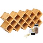 18 Jar Bamboo Spice Rack, Countertop Spice Rack Organizer, Standing Spice Shelf, Criss-Cross Spice Rack, Kitchen Spice Jars Rack, Spice Bottle Storage for Cabinet Pantry (Spices and Jar Not Included)